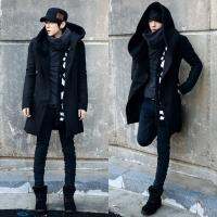 Korean Stylish Mens Trench Coat Winter Long Jacket Double Breasted Outwear