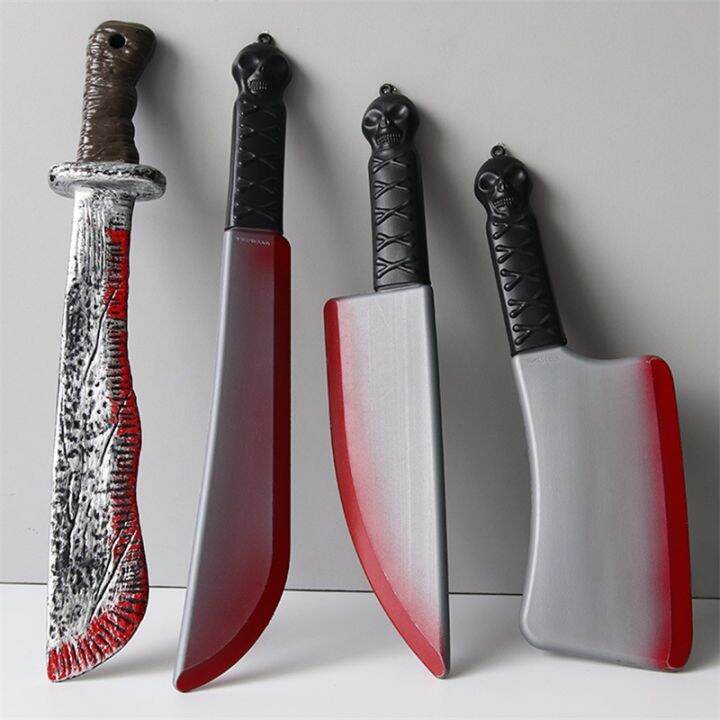 Pickmine 2023 new Halloween Knife Props Fake Knives Realistic Bloody Weapon Toys Props Scream