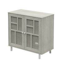 Accent Cabinet with Woven Cane Door Panels In Fairfax Oak Storage Cabinet