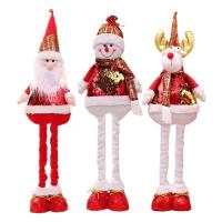 Standing Plush Gnomes Christmas Telescopic Plush Figurine Tabletop Decorations Adjustable Legs Ornaments Snowman Elk Santa Claus Home Decor for Table Desk Fireplace Party cozy