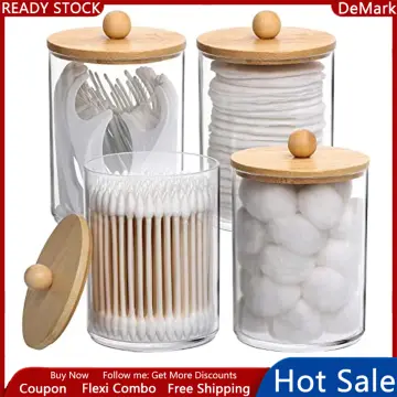 Cotton Swab Holder with Lid Portable Qtip Holder Travel Case Cotton Swab Jar