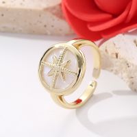 [COD] Cross-border new hot-selling copper-plated 18K gold hand female fashion hexagram ring opening adjustable