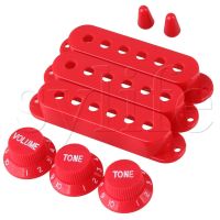 ；。‘【 Electric Guitar Pickup Cover And Knobs Switch Tip Set Parts Accessories Red