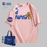 Nasa2023ลำลองกีฬาผ้าฝ้ายแท้เสื้อยืดฤดูร้อนเข้าได้กับทุกชุดทุกวันคู่รักแขนสั้น