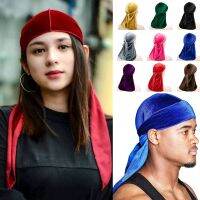 【cw】 Stretchable Luxury Durag Cap Straps Headwraps with Tail and Wide Bandana Headband 1