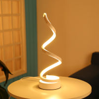 LED Spiral Table Lamp Modern Desk Bedside Acrylic Iron Art Decorative Curved Light for Home Bedroom Decor EU Plug