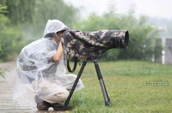 rolanpro-ฝนปกเสื้อกันฝนสำหรับ-ephoto-เลนส์ฝนปกเลนส์เสื้อกันฝนกองทัพสีเขียวพรางปืนเสื้อผ้า-l-m-s-xs-xxs-เสื้อ