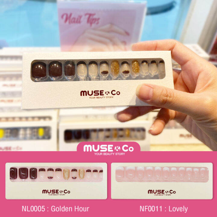 เล็บปลอม-เล็บเจลปลอม-muse-amp-co-nail-tips-เแบรนด์ดังจากญี่ปุ่น-1กล่อง-มี-24-ชิ้น