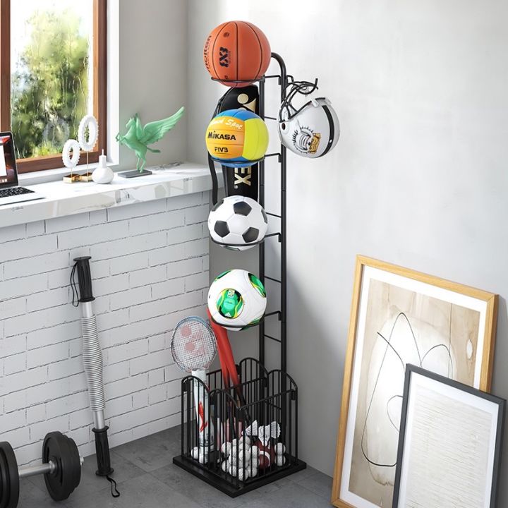 basketball-storage-rack-ขาตั้งแสดงบาสเก็ตบอลเหล็กดัด-ชั้นเก็บลูกบาสเก็ตบอล-ที่แขวนบาสเก็ตบอลในร่มในครัวเรือน-ชั้นเก็บของ