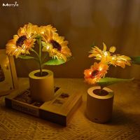 Artificial Tulip Sunflower Decorative Light Rechargeable Bedroom Lamp Creative Night Light for Kids Friend Birthday Holiday Gift Night Lights