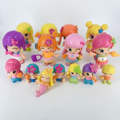 ZZOOI 4pcs Doubleface Pinypon Gilrs+4pcs Little Baby Action Figure Dolls for Kids DIY Cartoon Detachable Figuras Toys Christmas Gift