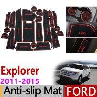 Anti-Slip Gate Slot Mat Rubber Coaster for Ford Explorer 2011 2012 2013 2014 2015 MK5 U502 pre-Facelift Accessories Car Stickers