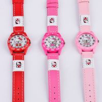 Cartoon Hello Children Quartz Watch Fashion Girls Watch Leather Strap Womens Watches Gift