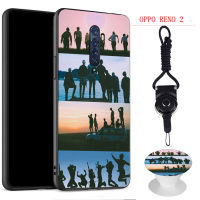 BTS เคสโทรศัพท์สำหรับ OPPO Reno 2ซิลิคอนนุ่มกรณีที่มีรูปแบบเดียวกันแหวนและเชือก