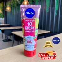 (มีคูปองส่งฟรี) Nivea Extra Bright 10 Super Vitamins &amp; Skin Foods Serum 180 ml.