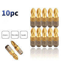 10 pcs Anti Slip ไขควงไฟฟ้า Bits 1/4 "Hex Shank 25 มม. ยาวสกรูสว่านชุด PH1 PH2 PH3 PZ1 PZ2 PZ3 Anti-slip Head-DCVS STORE