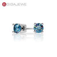 GIGAJEWE Moissanite Blue Pink D Round Cut Total 0.2Ct Diamond Test Passed 18K Gold Plated 925 Silver Earrings Jewelry Girl Gift