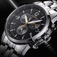 CADISEN Chronograph Watches Stainless Steel Case Luxury Wristwatch Swimming 5Bar Waterproof Men Watch ISA 8171 vs VK67 Movement