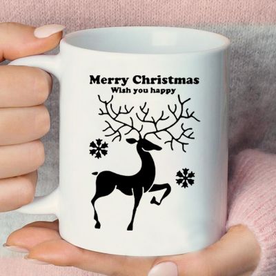 Merry Christmas Wish You Happy Coffee Mug Water Cup Woman Ceramic Mug Tote Bags with Handle Luxury Juice Lady Mugs