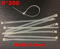 100pcs 8x200 8*200mm (7.4mm Width) White Nylon66 Network Electric Wire String Zip Fastener Plastic Relesable Reusable Cable Tie