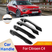 AFit สำหรับ Citroen C4 MK3 2021 2022 2023กลอสสีดำมือจับประตูปกสติ๊กเกอร์ตัดฟิล์มป้องกันรถอุปกรณ์จัดแต่งทรงผม GadgetsM