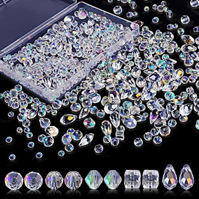 hotx【DT】 600 Pcs Assorted Beads for Jewelry Making with Glass Bulk Necklace Earring