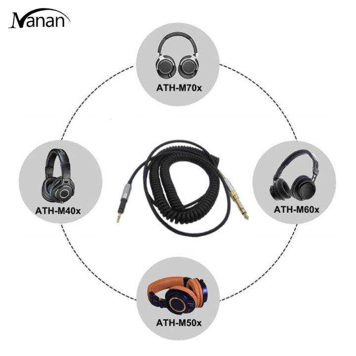 เปลี่ยนสายสัญญาณเสียงเข้ากันได้สำหรับ-audio-technica-ath-m50x-m40x-m70x-ฤดูใบไม้ผลิสายหูฟัง-aux-2-5มิลลิเมตร