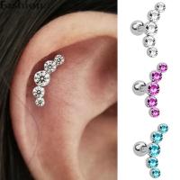 GANGBANI 1Pcs พังค์ร็อก คริสตัล เจมส์ โอปอล สแตนเลสบาร์ เจาะหู กระดูกอ่อน Helix Tragus เครื่องประดับร่างกาย ต่างหูสตั๊ด