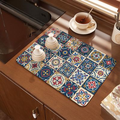 【CC】 Super Absorbent Coaster for Drying Dishes Dry Drain Faucet Placemat