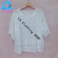 LX Clothingเสื้อลูกไม้ แขนสั้น โปร่งสบาย สไตล์สาวเกาหลี