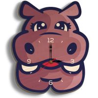 Wooden Wall Clock Childrens Room Decor Wall Clock Cartoon Silent Wall Clock Hippo Wall Clock