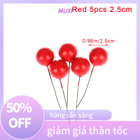 ?【HOT SALE】MUXI ของตกแต่งหน้าเค้กรูปลูกบอลหลากสี5ชิ้นของตกแต่งเค้ก DIY สีแดงม่วงดำ