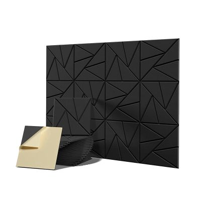 12Pack Acoustic Foam Panels Sound Proof Foam Panels with Self-Adhesive, 12X 12X 0.4Inch Black