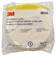 3M 05723 Foam Compounding Pad, Single Sided ฟองน้ำ/โฟมขัดหยาบสีขาว ขนาด 8 นิ้ว หลังสักหลาด (บรรจุ 2แผ่น)