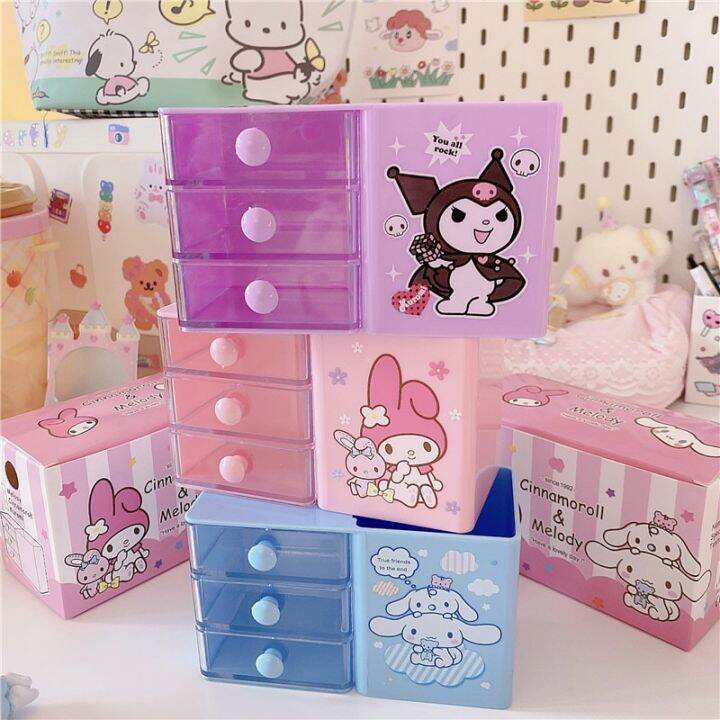 Kawaii Sanrio Desk Organizer Cartoon Cinnamoroll Kuromi My Melody