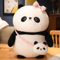 【CW】Fatty Round Panda Plush Toy Soft Animal Bolster Pillow Bear Stuffed Plushie Children Sleeping Pillow Home Decoration Friend Gif