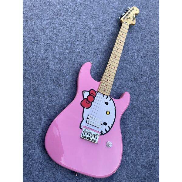 Pink Hello, ktcat Signature Squier Stratocaster Electric Guitar