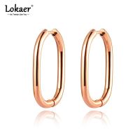 Lokaer Trendy Titanium Stainless Steel Party Hoop Earrings Bohemia Geometry Oval Earrings For Women Серьги Pendientes E21026 Bar  Wine Tools