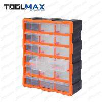 Jenstore TOOLMAX ตู้ใส่กล่องอะไหล่พลาสติก ลิ้นชักใส 18 ช่อง รุ่น CB0506