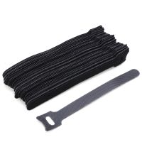 Mayitr 50Pcs 1.2X15CM Reusable Cable Nylon Strap Black Cable Cord Hook and Loop Ties Tidy Organiser for Cable Winder