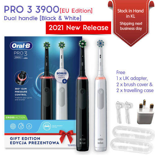 Oral-B Pro 3 3900 Set Of 2 Electric Toothbrushes, 2 Handles With Visible  Pressure Sensor [Eu Edition] | Lazada