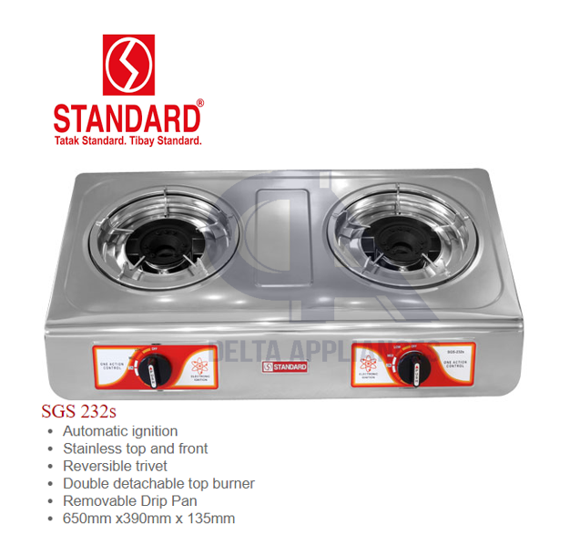 Standard Gas Stove Double Burner Stainless Steel Body Original 1 Year