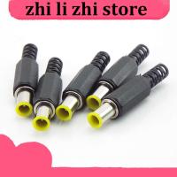 zhilizhi Store 5pcs 6.5x4.4mm DIY Audio Adapter DC male Power Plug 1.3mm Pin Connector Power Plug Yellow 6.5 4.4 Male Welding