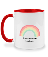 แก้วเซรามิค Create your ๐wn happiness แก้วสกรีนรูป แก้วชงชา แก้ววาย แก้วมัค twotone coffee mug แก้วสองสี แก้วสกรีน แก้วกาแฟ เหมาะเป็น ของขวัญ ของที่ระลึก ของขวัญวันเกิด