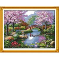 【hot】 Park Scenery  11CT 14CT Needle and Thread Embroidery Landscape Painting