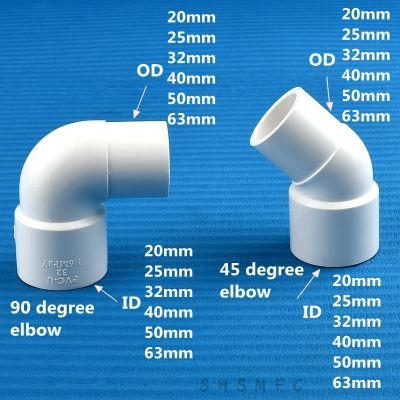 【YF】►  9045 Pipe Fittings Elbow Connectors 20/25/32/40/50/63mm ODID Ends Garden Accessories