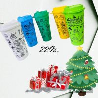 แก้ว 22 oz pp แข็ง สกรีนลาย  Merry Christmas  พร้อมฝา 2 in 1 แข็ง คละสี  รหัส K-22/k/90