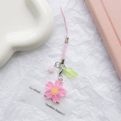 Super Cute Sakura Flowers Charms For IPhone/Samsung/Huawei Mobile Phone Case Keychain Car Key Chains Headset Cover Hanging Rope