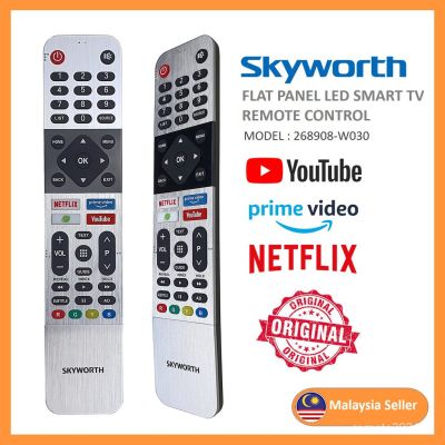 **ของแท้** Skyworth 268908-W030 Youtube Netflix Prime แผงรีโมตคอนโทรลสมาร์ททีวี LED