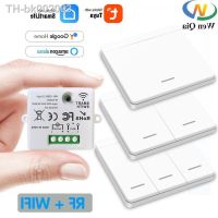 ▥► WIFI Mini switch Tuya Smart Life APP Push Button Light Switch RF 433Mhz Wall Panel DIY Relay Module Timer Google Home Alexa